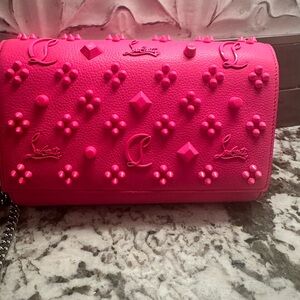 Christian Louboutin Grained Calf Leather Spikes-Pink